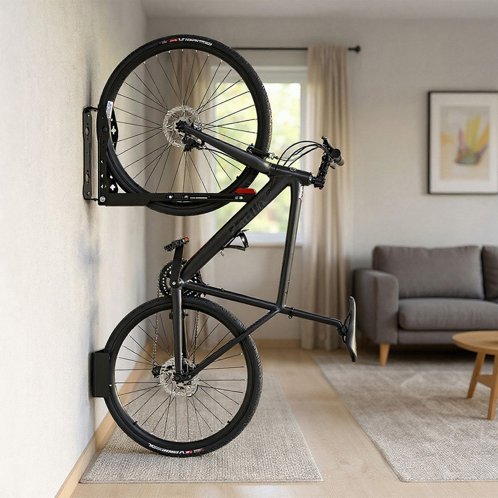 Monvelo Black Carbon Steel Foldable Adjustable Wall Mounted Swivel Bike Rack Image 3