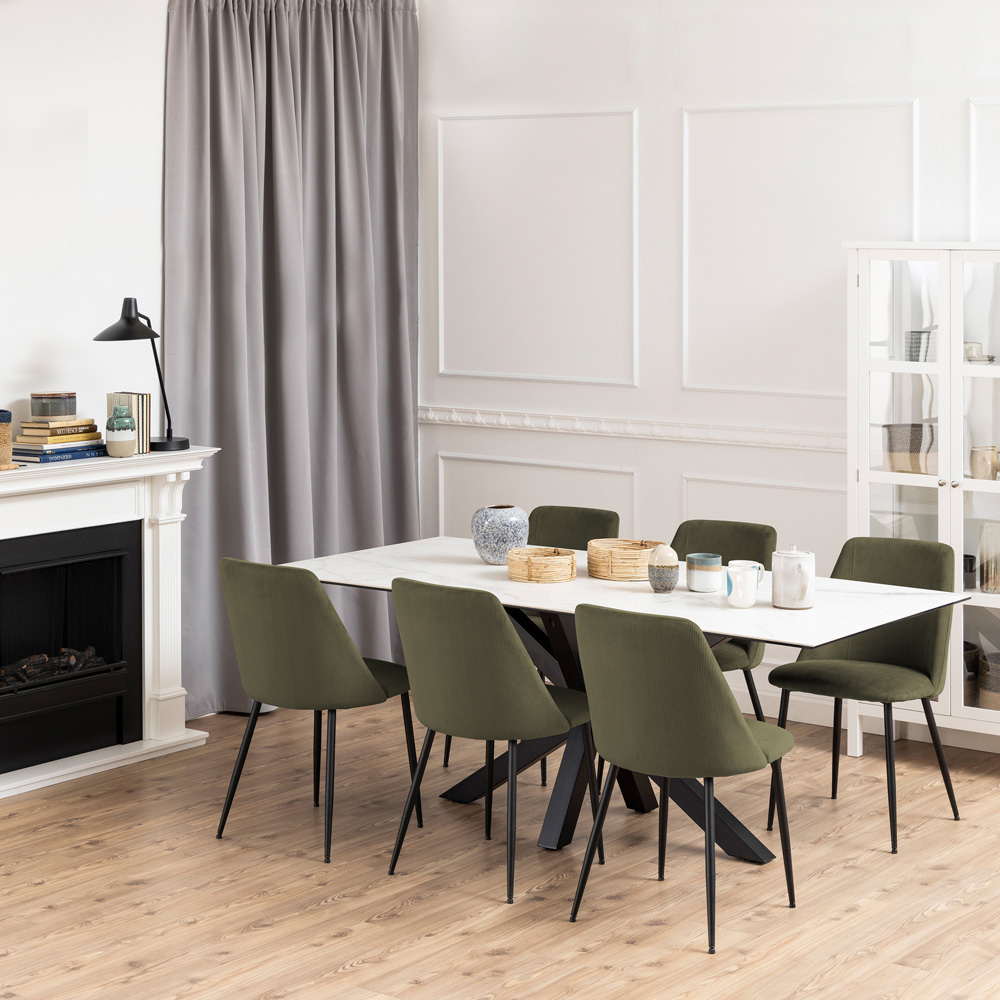 Furniture To Go Ines Corduroy Olive Green Dining Chair Set of 4 Image 8