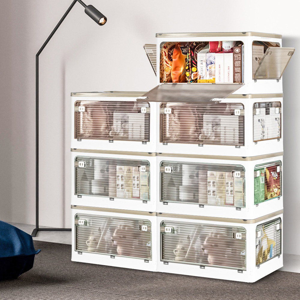 Levede Clear Plastic Stackable Storage Box with Wheels 28L 2 Pack Image 2