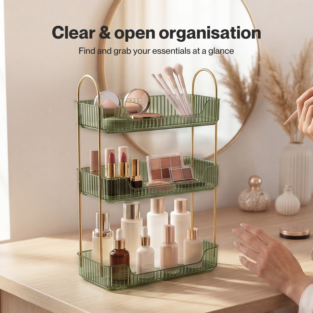 ilus Green 3 Shelf Makeup Organiser Rack Image 5
