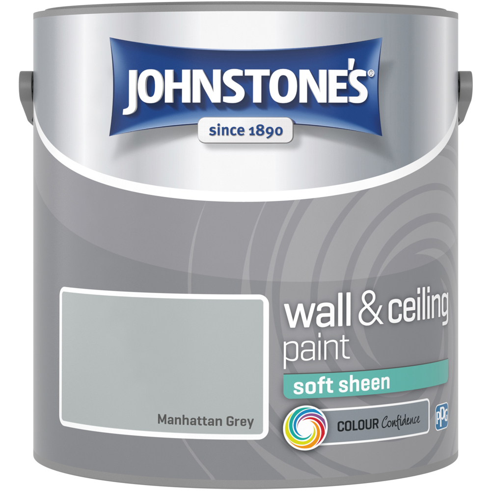 Johnstone's Walls & Ceilings Manhattan Grey Soft Sheen Paint 2.5L Image 2