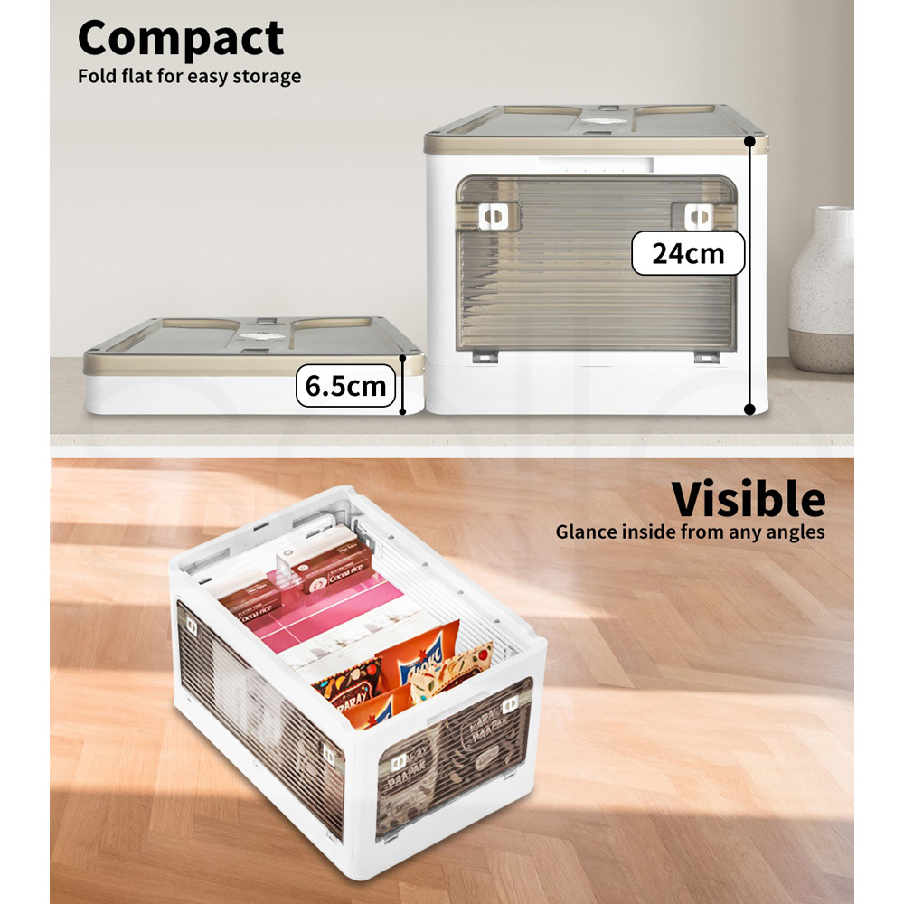 Levede Clear Plastic Stackable Storage Box with Wheels 28L 2 Pack Image 9
