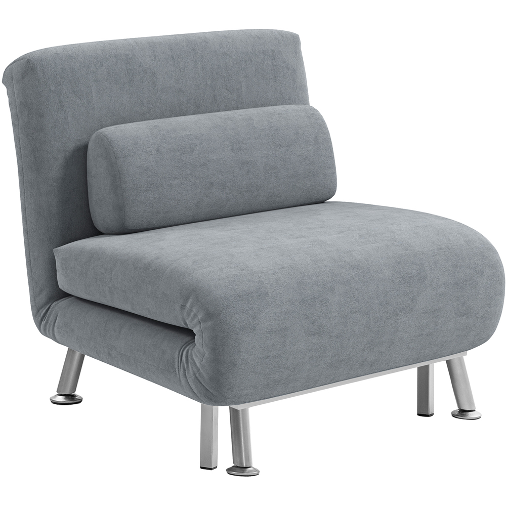 HOMCOM Single Grey Velvet Chair Bed with Adjustable Backrest Image 2