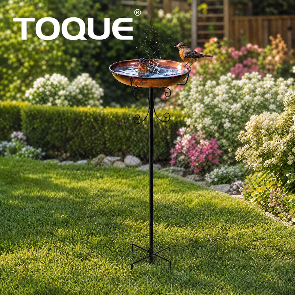 TOQUE Black and Brass Metal Bird Bath and Feeder Image 8