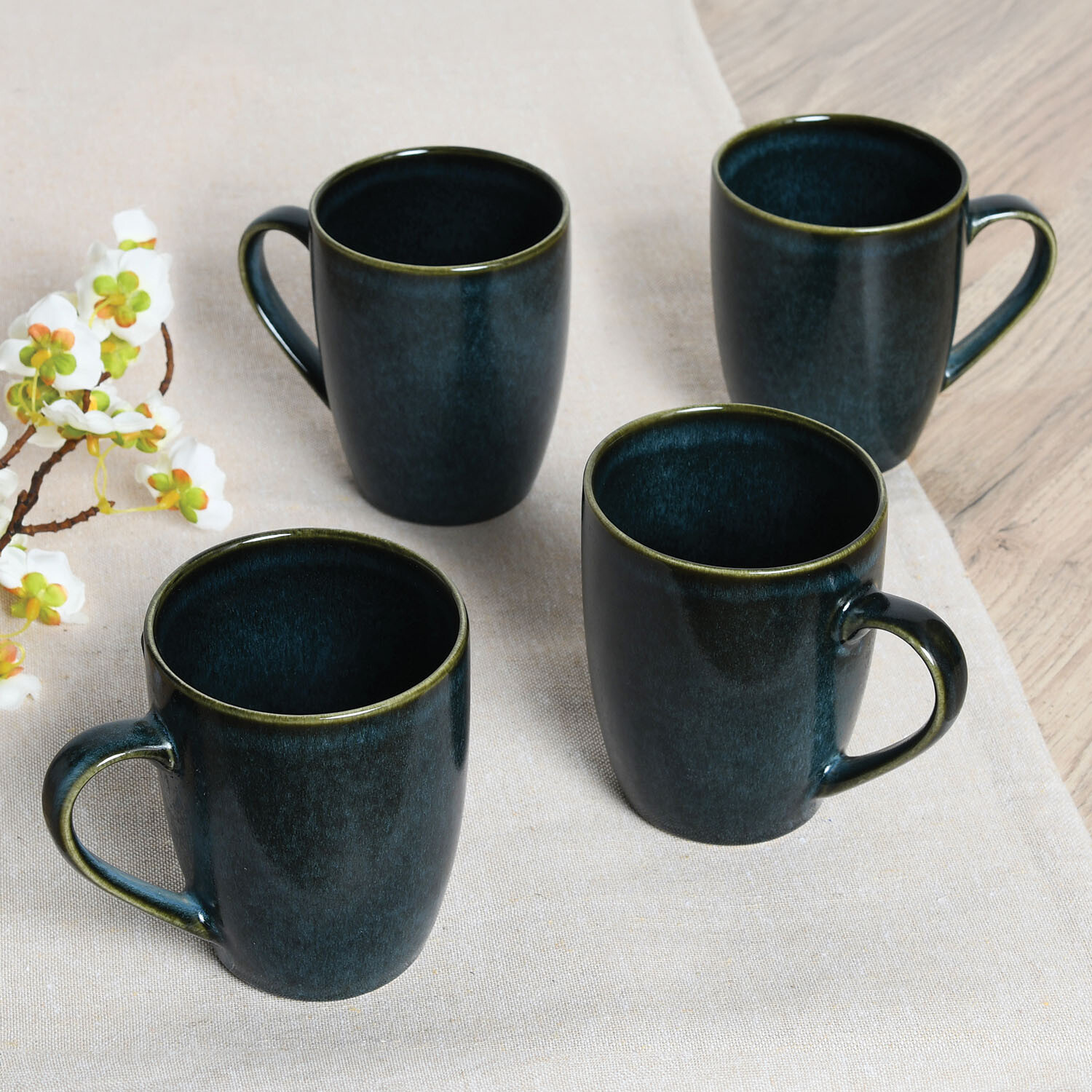 Set of 4 Ayano Reactive Glaze Black Mugs - Black Image 2
