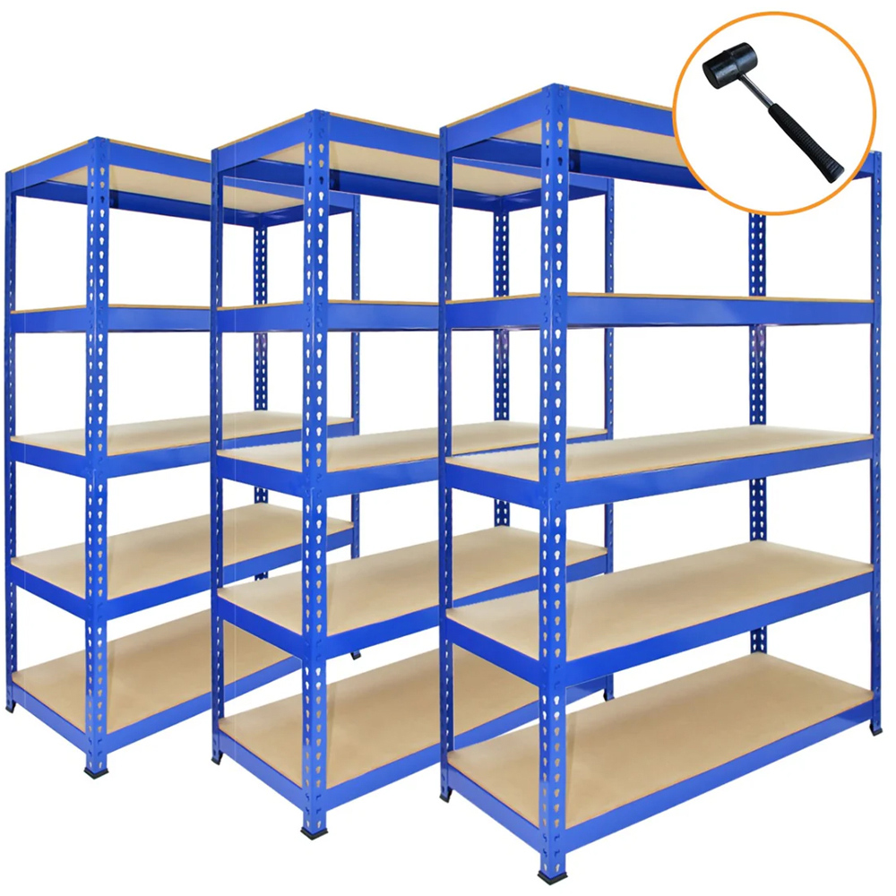 Monster Shop Q-Rax Blue Warehouse Shelving Rack 120cm Set of 3 Image 5