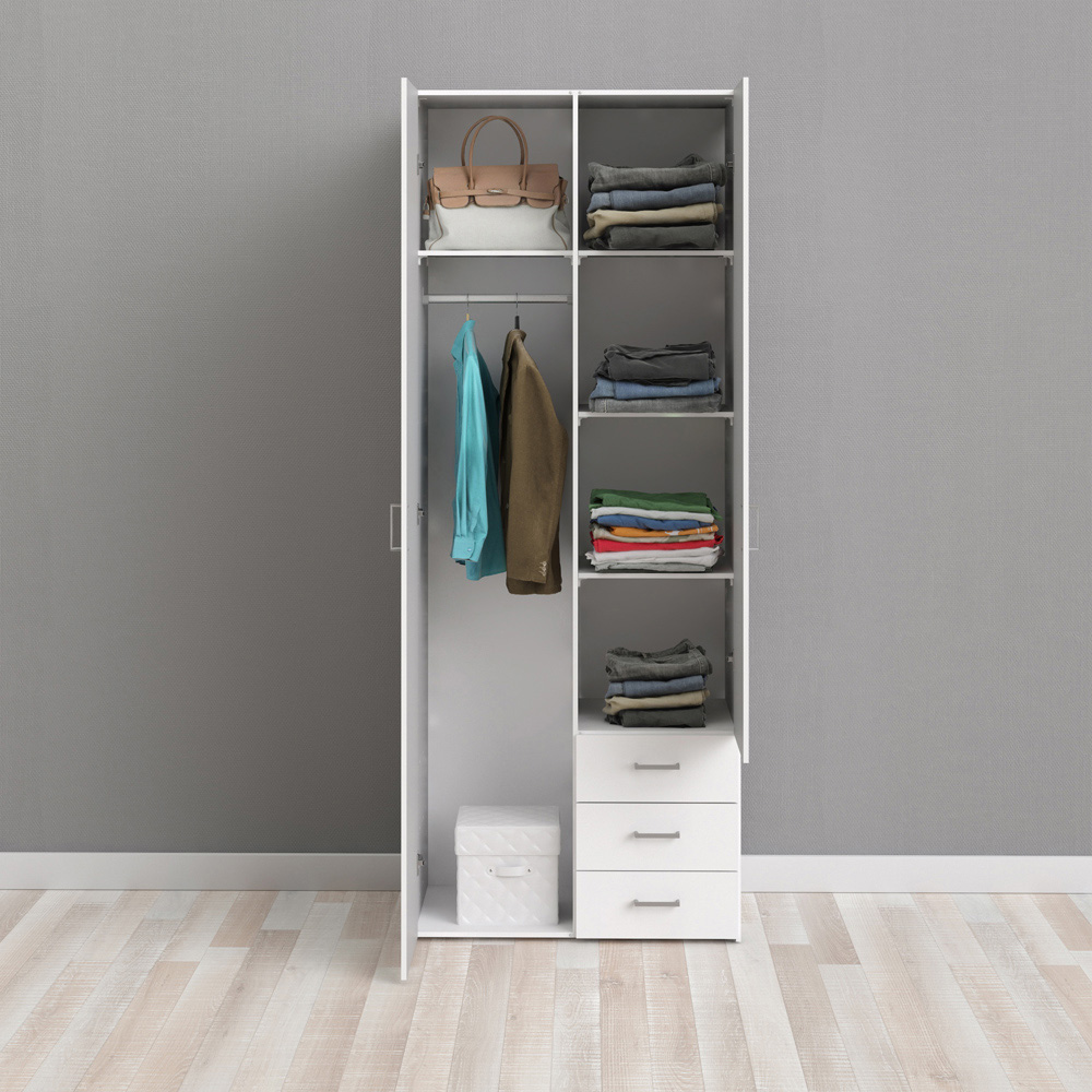 Furniture To Go Space White 2000 2 Door 3 Drawer Wardrobe Image 5