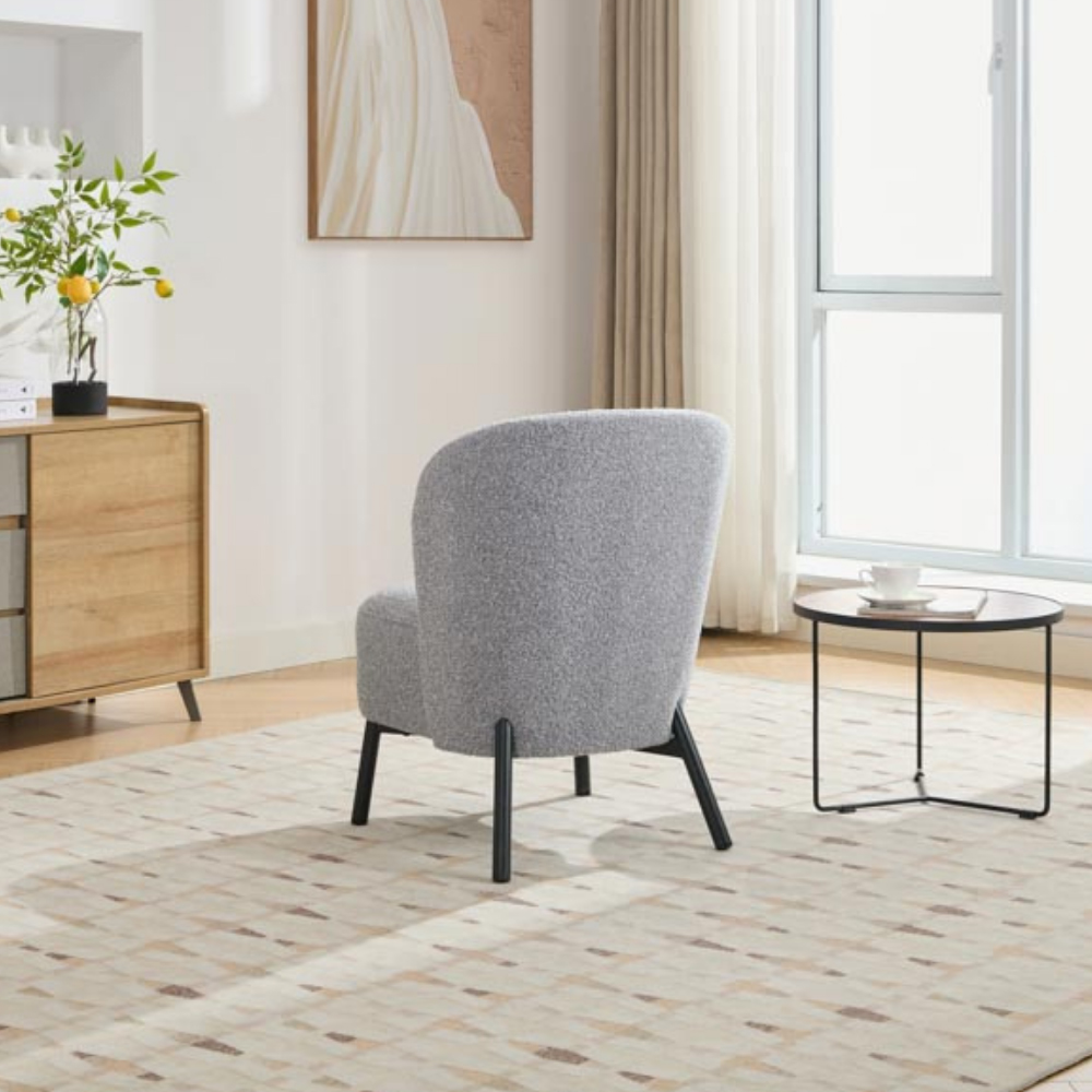 Riverstown Ash Grey Boucle Fabric Accent Chair Image 5