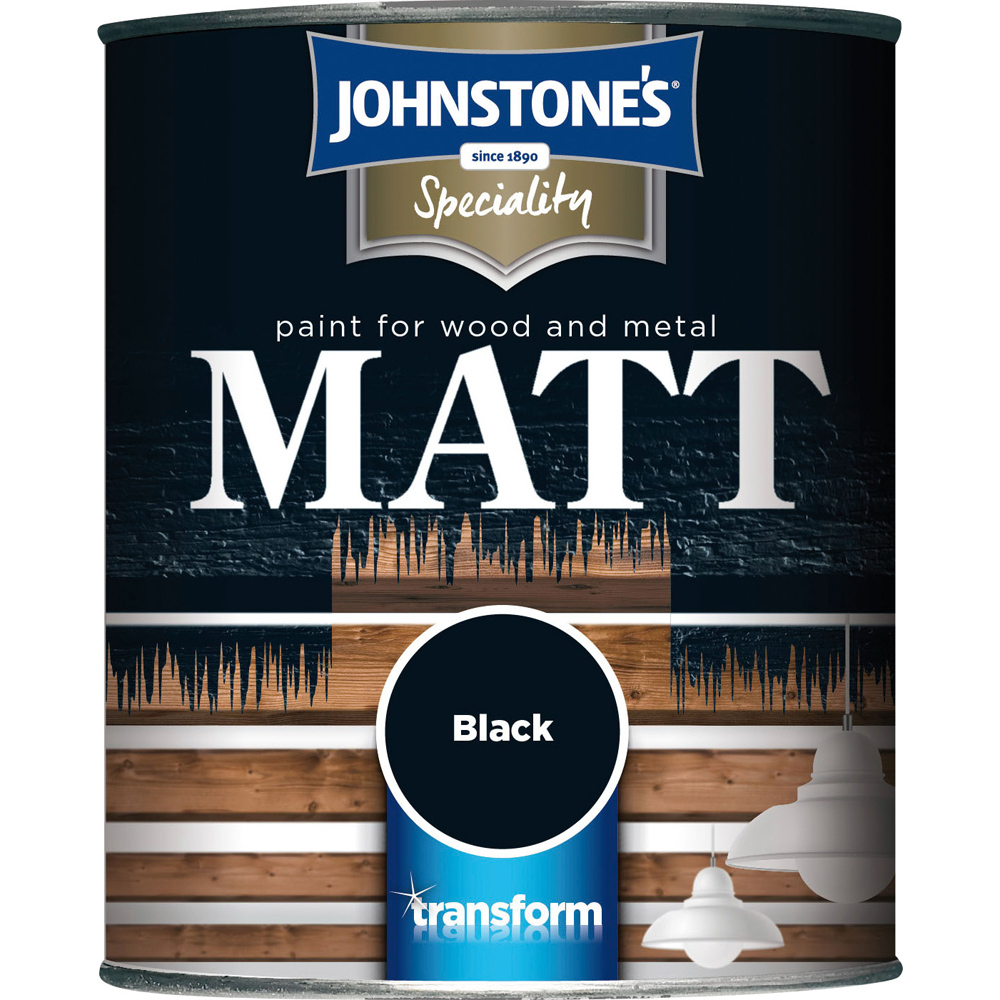 Johnstone's Wood & Metal Black Matt Paint 750ml Image 2