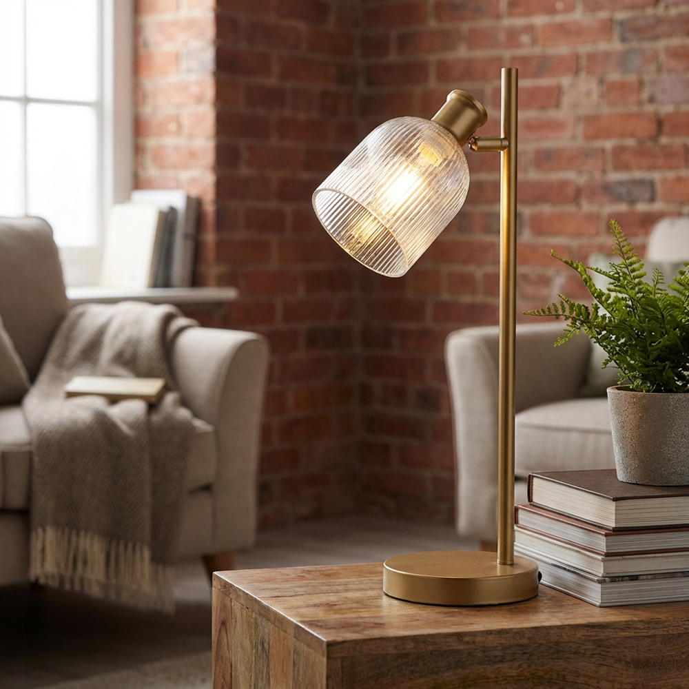 Gold Sorrento Glass Dome Table Lamp Image 7