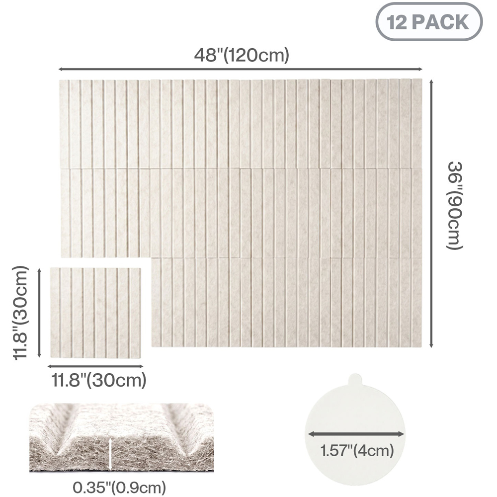 Levede Beige Felt Self Adhesive Notice Board Wall Tile 30 x 30cm 12 Pack Image 9