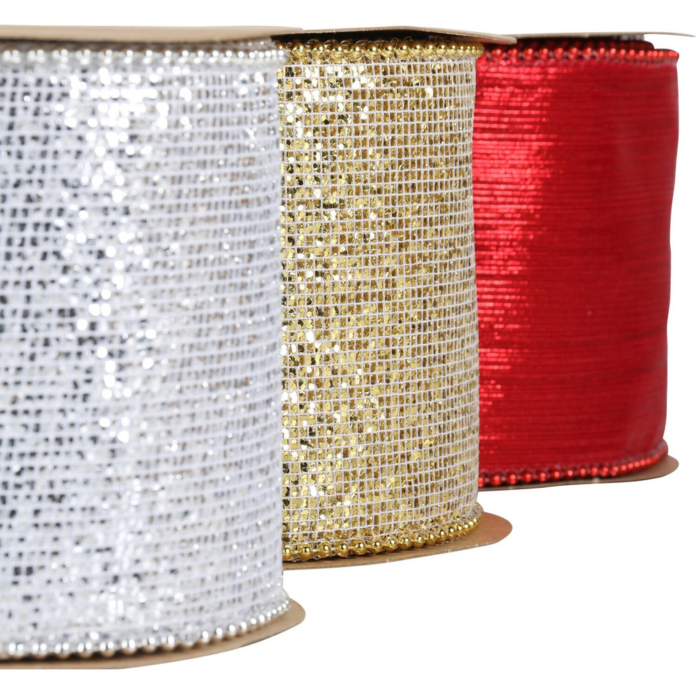 Red/Gold/Silver Wide Ribbon Assortment Image 5