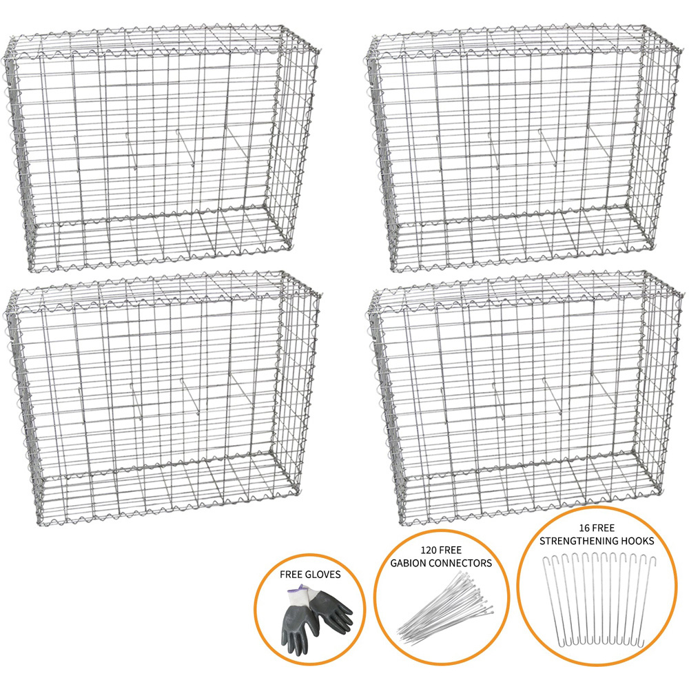 MonsterShop Gabion Basket 100 x 80 x 30cm 4 Pack Image 4