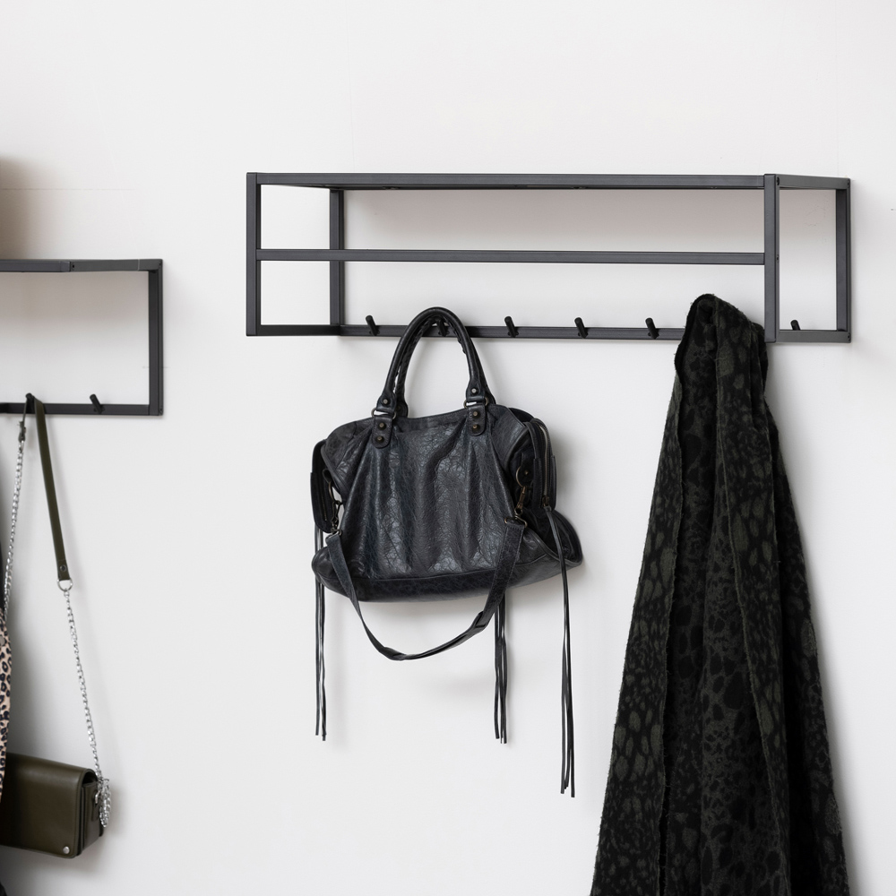 Florence Seaford Single Shelf Black and Oak Coat Rack Image 2