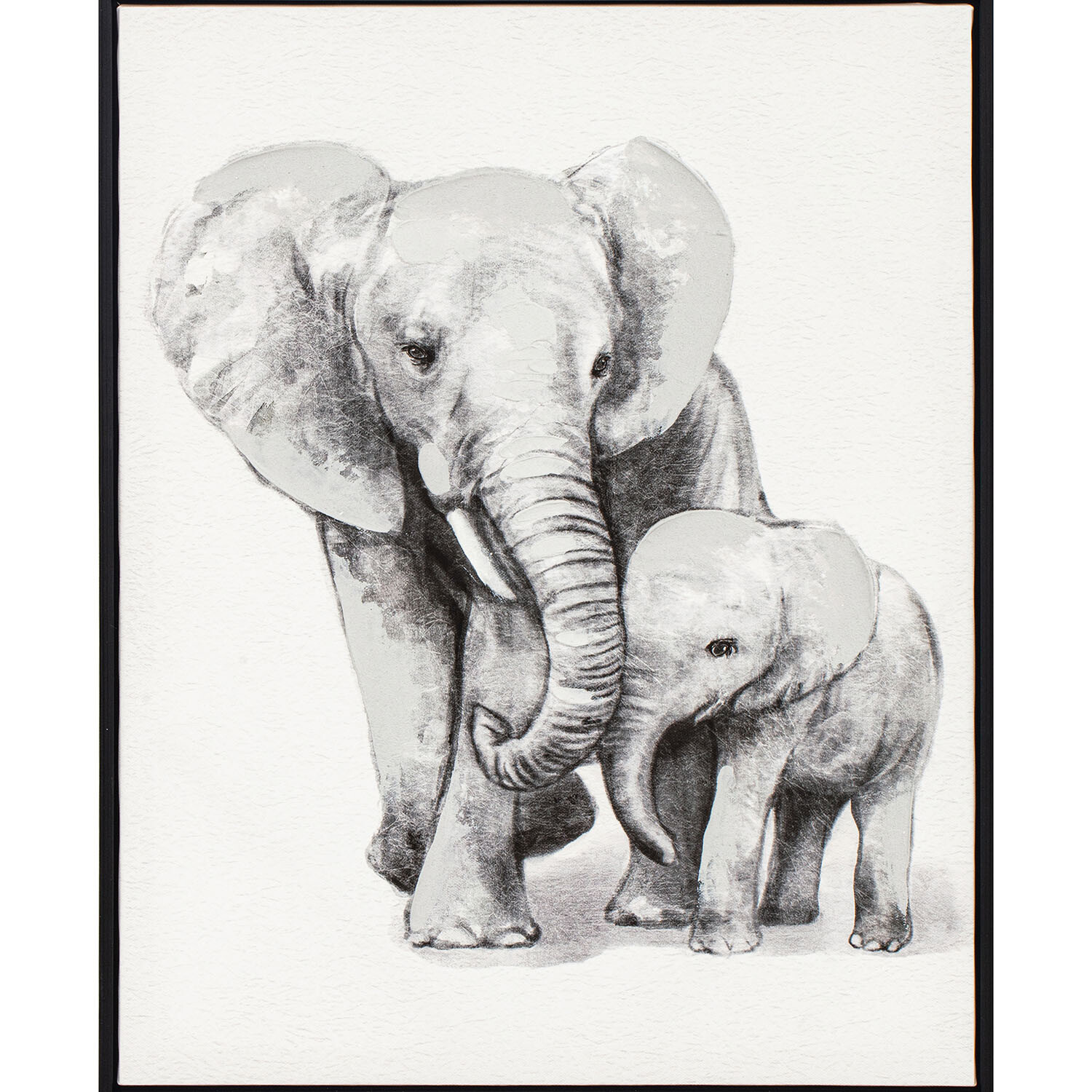 Cute Elephant Framed Canvas - Black Image 4