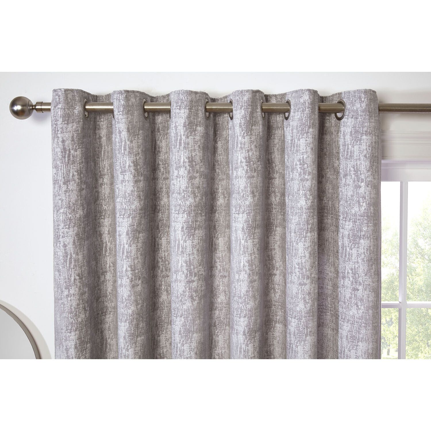 Amara Chenille Eyelet Curtain - Silver / 168cm / 228cm Image 3
