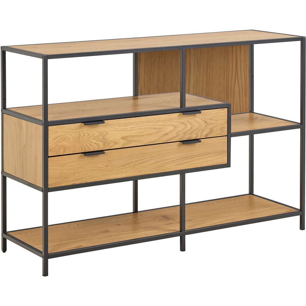 Florence Seaford 2 Drawer 3 Shelf Matt Wild Oak Metal Bookcase Image 2