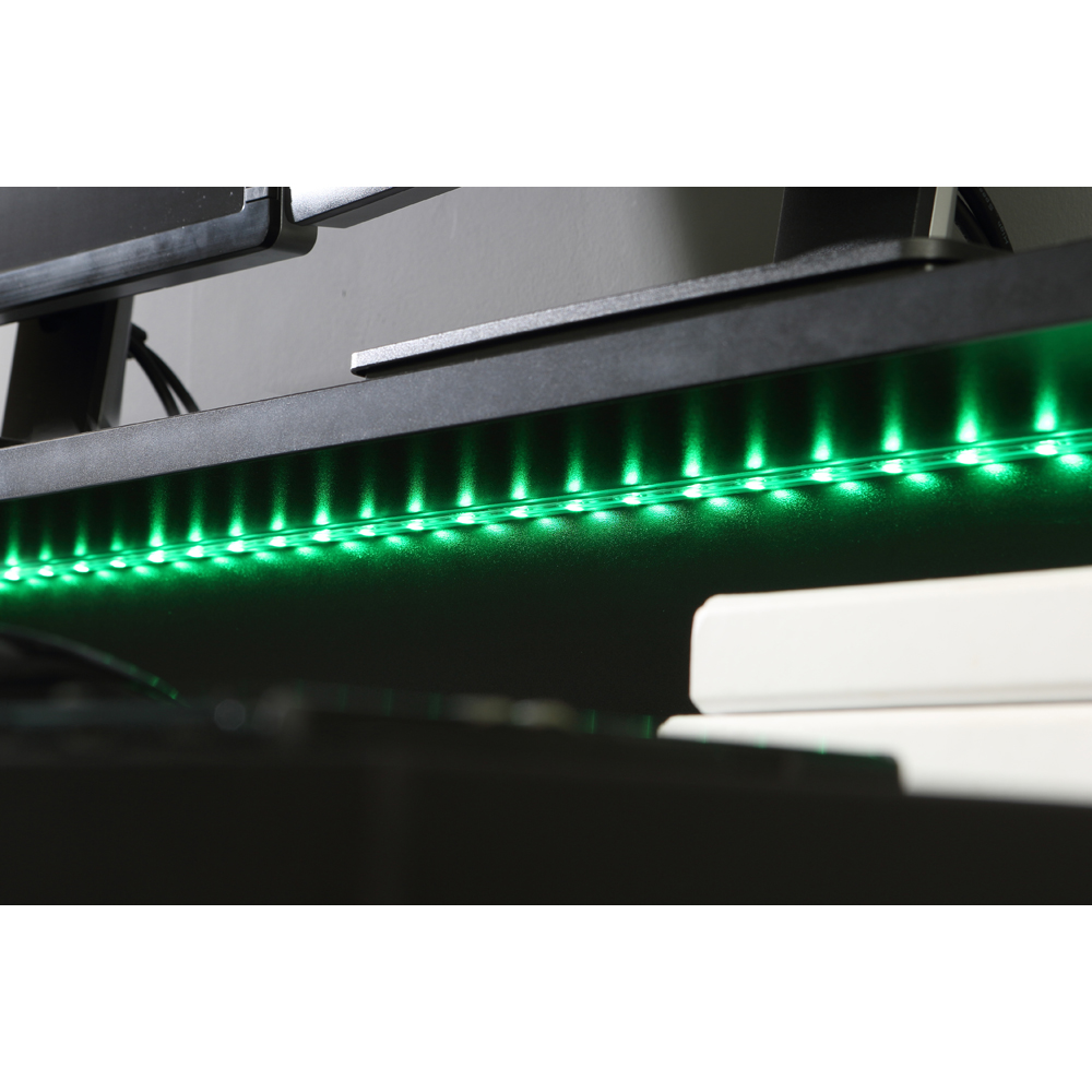 Furniture To Go Tezaur Black 3 Shelf Wide Gaming Desk with Colour Changing LED Light Image 7