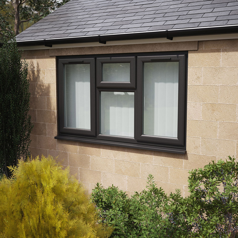 Crystal Black and White LH and RH Side Hung and Top Centre Clear Triple Glazed Window 1770 x 1115mm Image 2