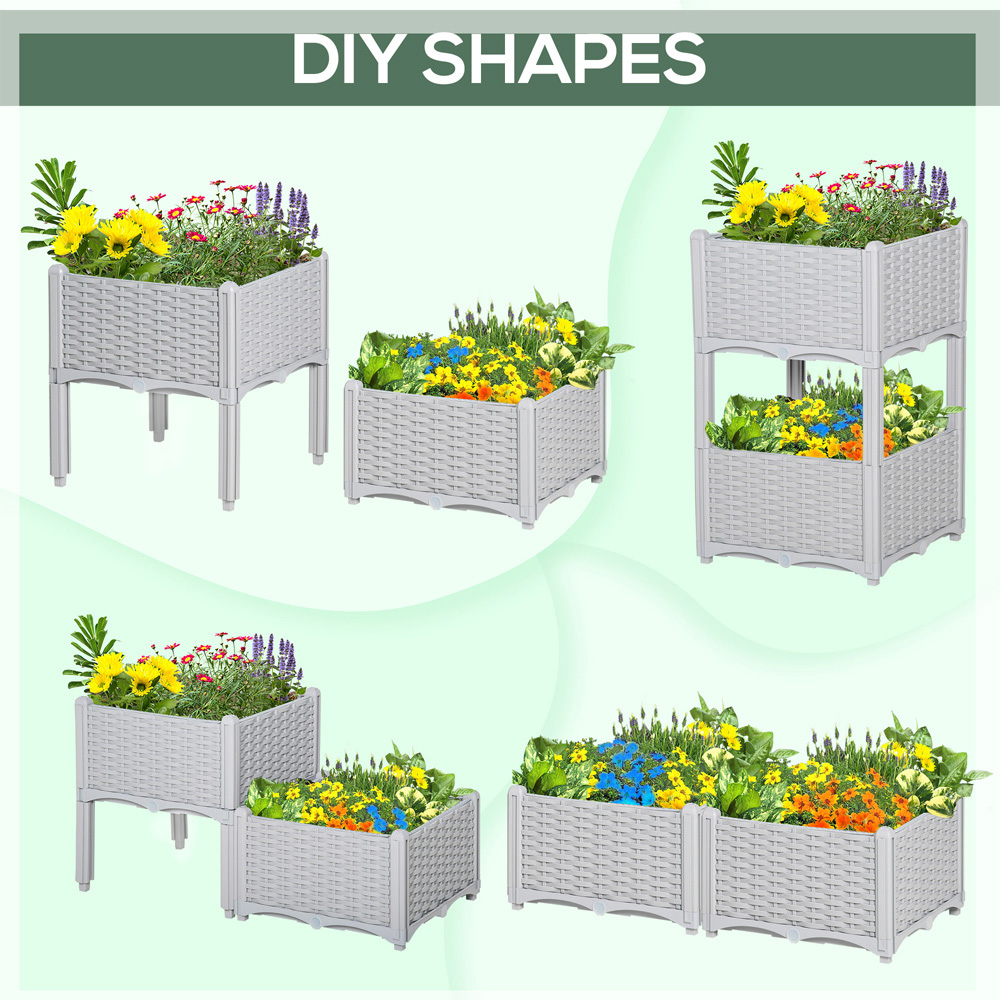 Outsunny Set of 2 Garden Bed Grey Image 5