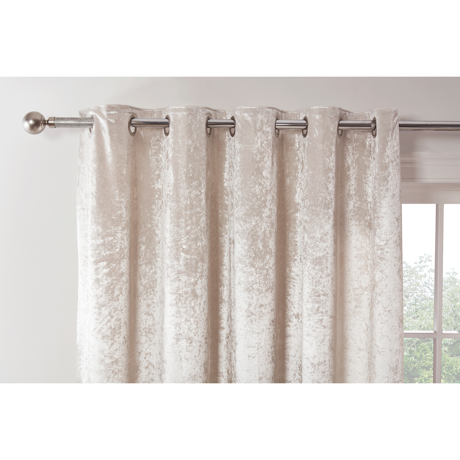 Divante Ivory Crushed Velvet Eyelet Curtains 168 x 137cm Image 2