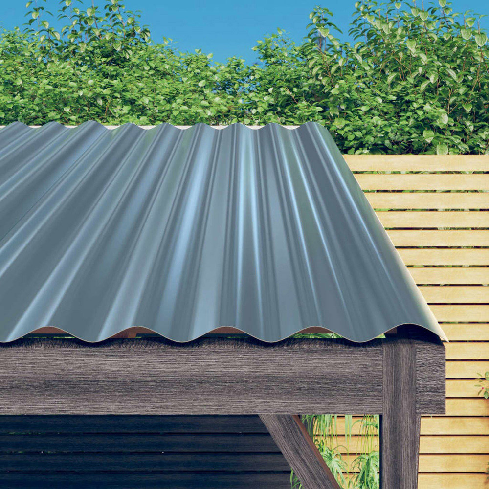 Walplus Grey Galvanised Steel Roof Panels 100 x 36cm 12 Pack Image 2