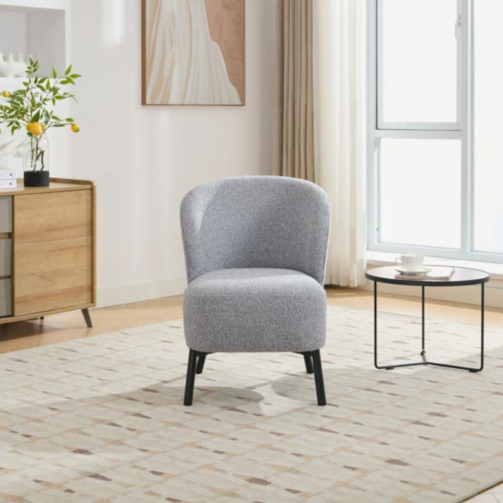 Riverstown Ash Grey Boucle Fabric Accent Chair Image 4