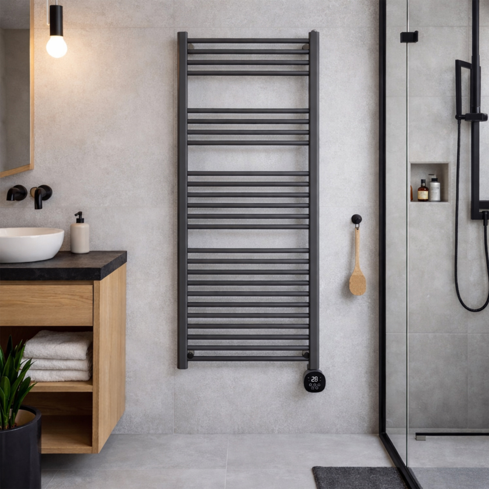 TCP Smart Black Fixed Wi-Fi Towel Radiator 1000W Image 2