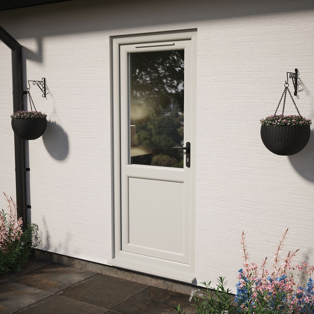 Crystal Agate and White Half Glass LH Open Clear Double Glazed Door 920 x 2090mm Image 4