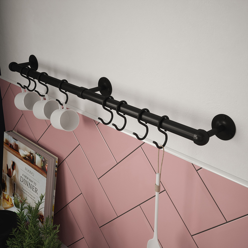Rothley Matt Black Utensil Rail 19 x 600mm Image 2