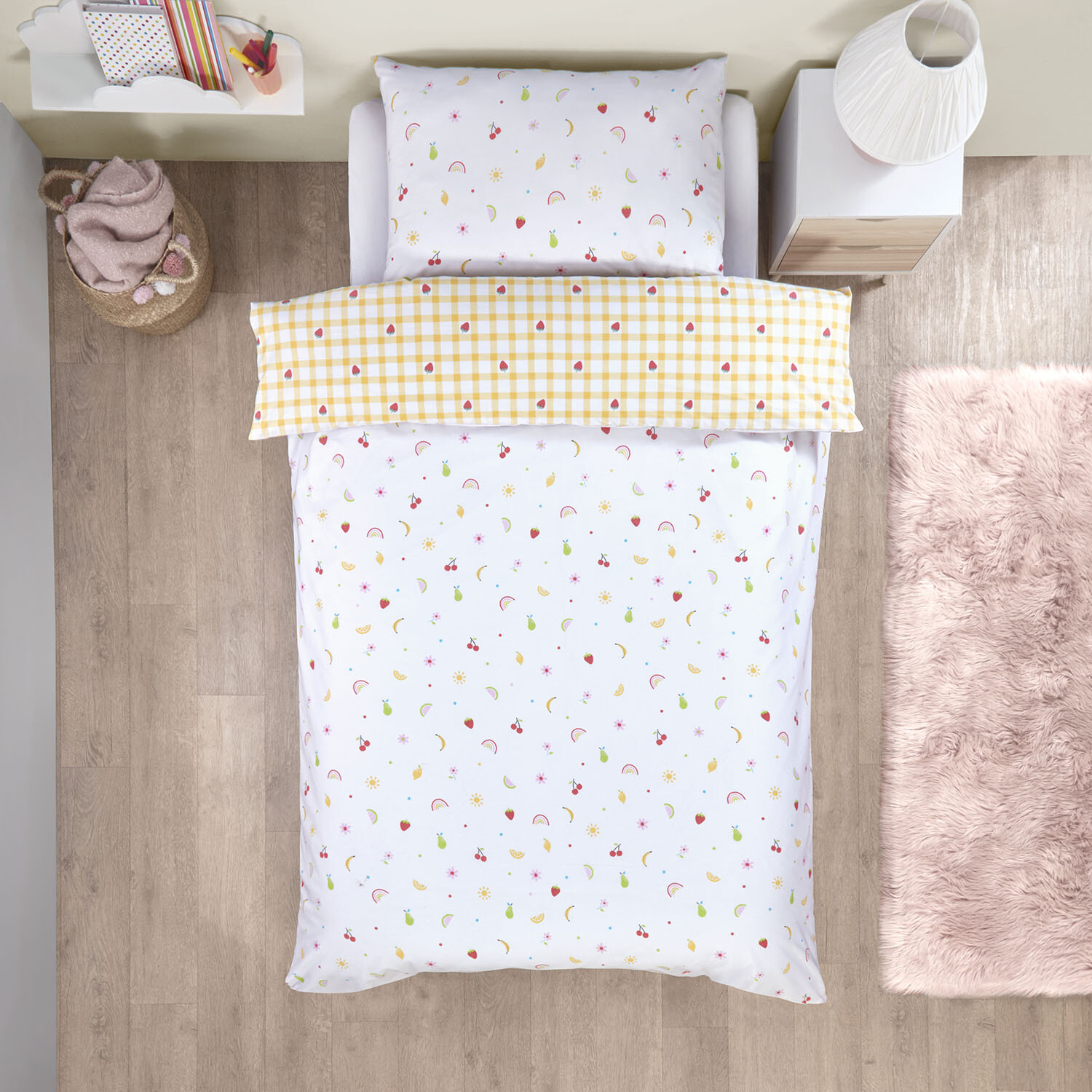 Summer Fruits Duvet Cover and Pillowcase Set - White Image 3