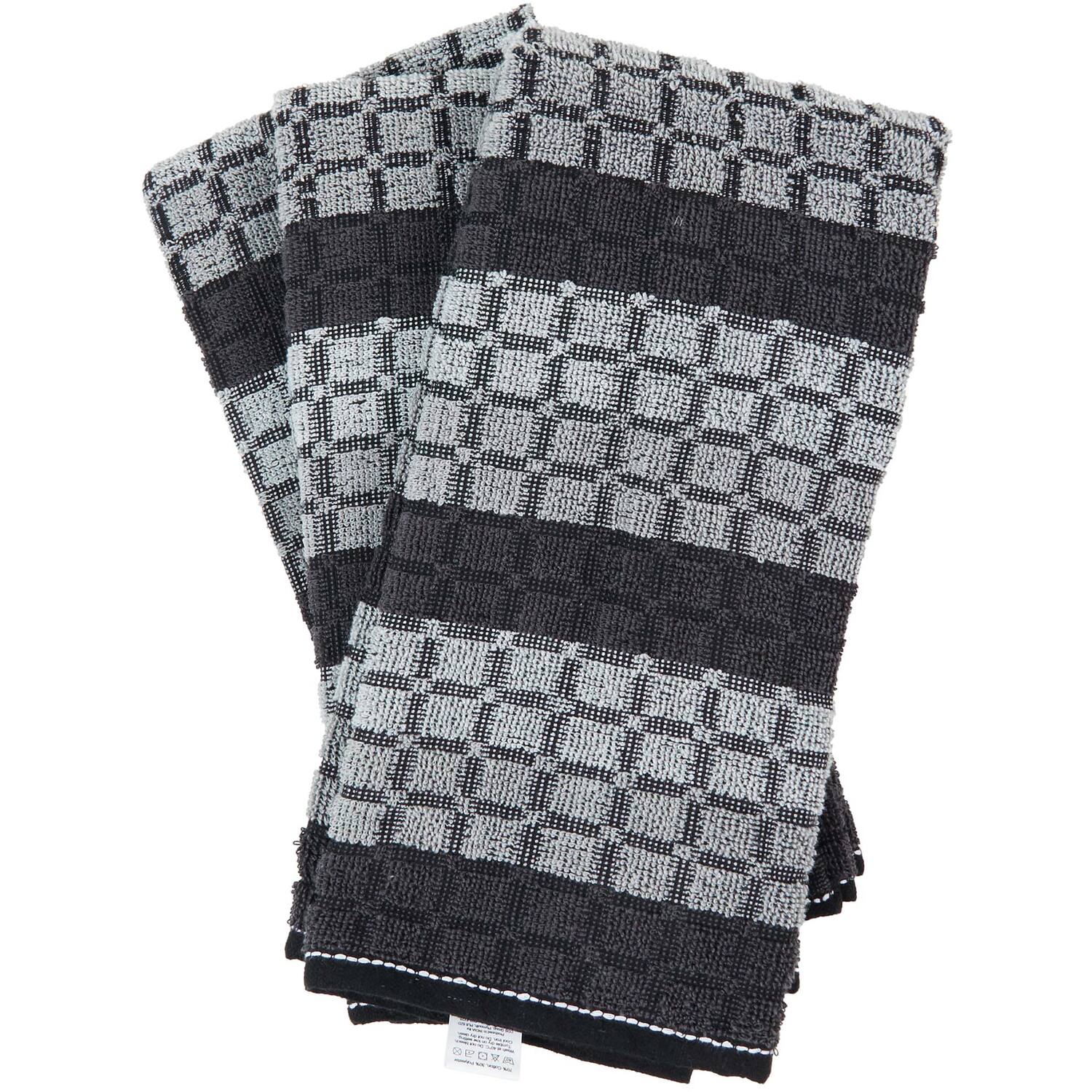 Pack of 3 Squares Tea Towels - Grey Image 2