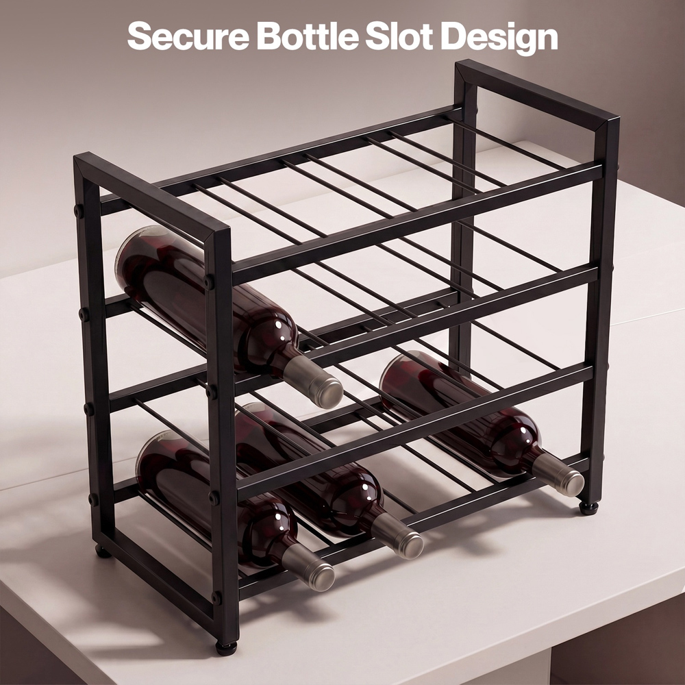 Levede Black Metal 16 Bottle Countertop Wine Rack Image 5