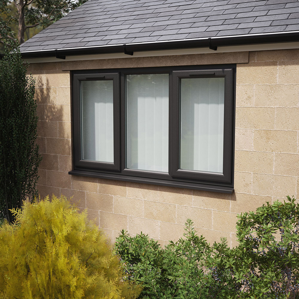 Crystal Black and White LH and RH Side Hung Fixed Centre Clear Double Glazed Window 1770 x 1040mm Image 2