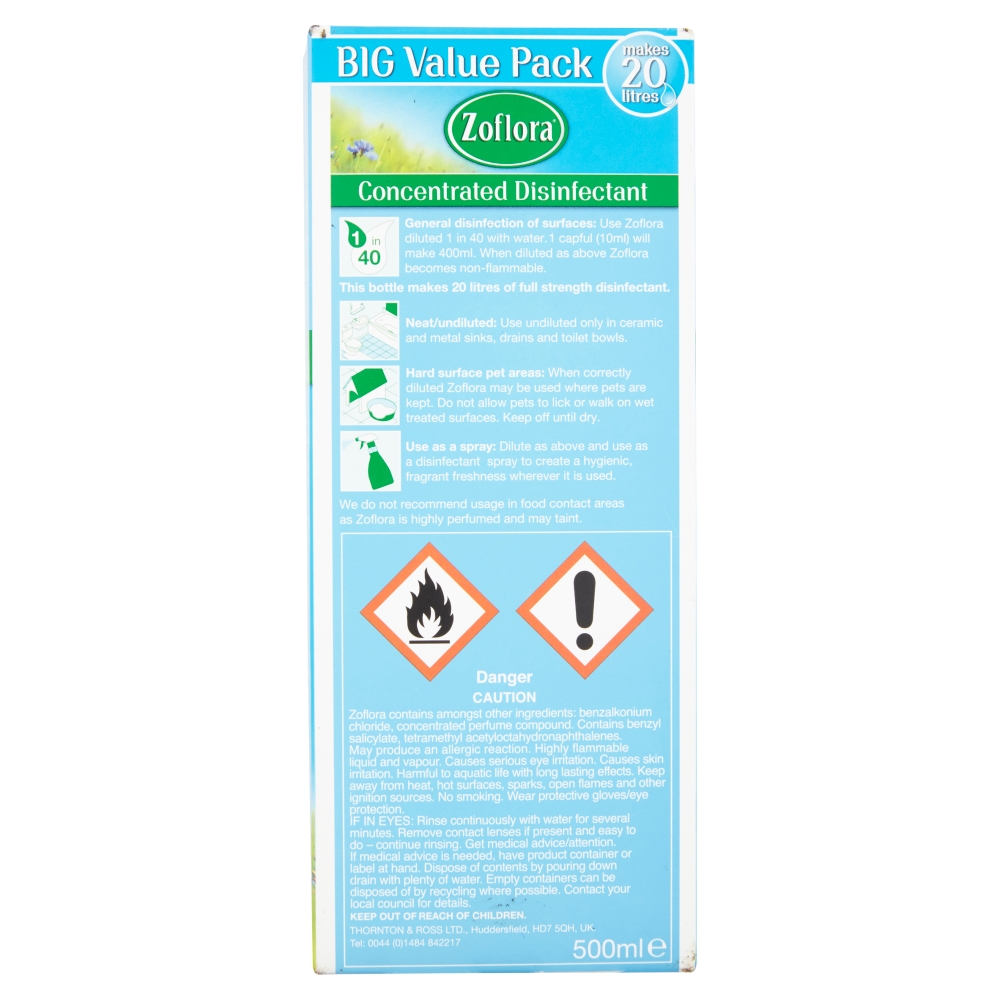 Zoflora Conncentrated Disinfectant Linen Fresh 500ml Image 2
